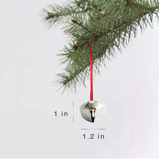 Jtshy silver jingle bells closeup showing electroplated durable shine for long-wear.
