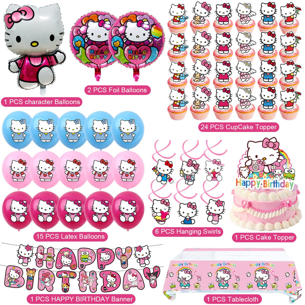JTZHJIA Kitty balloons set brightens celebration with vibrant colors and kid-friendly style.