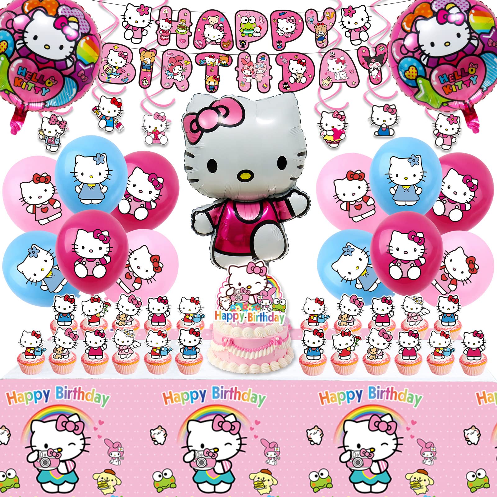 JTZHJIA Kitty Party banner adds cute, reusable decor for a festive birthday ambiance.