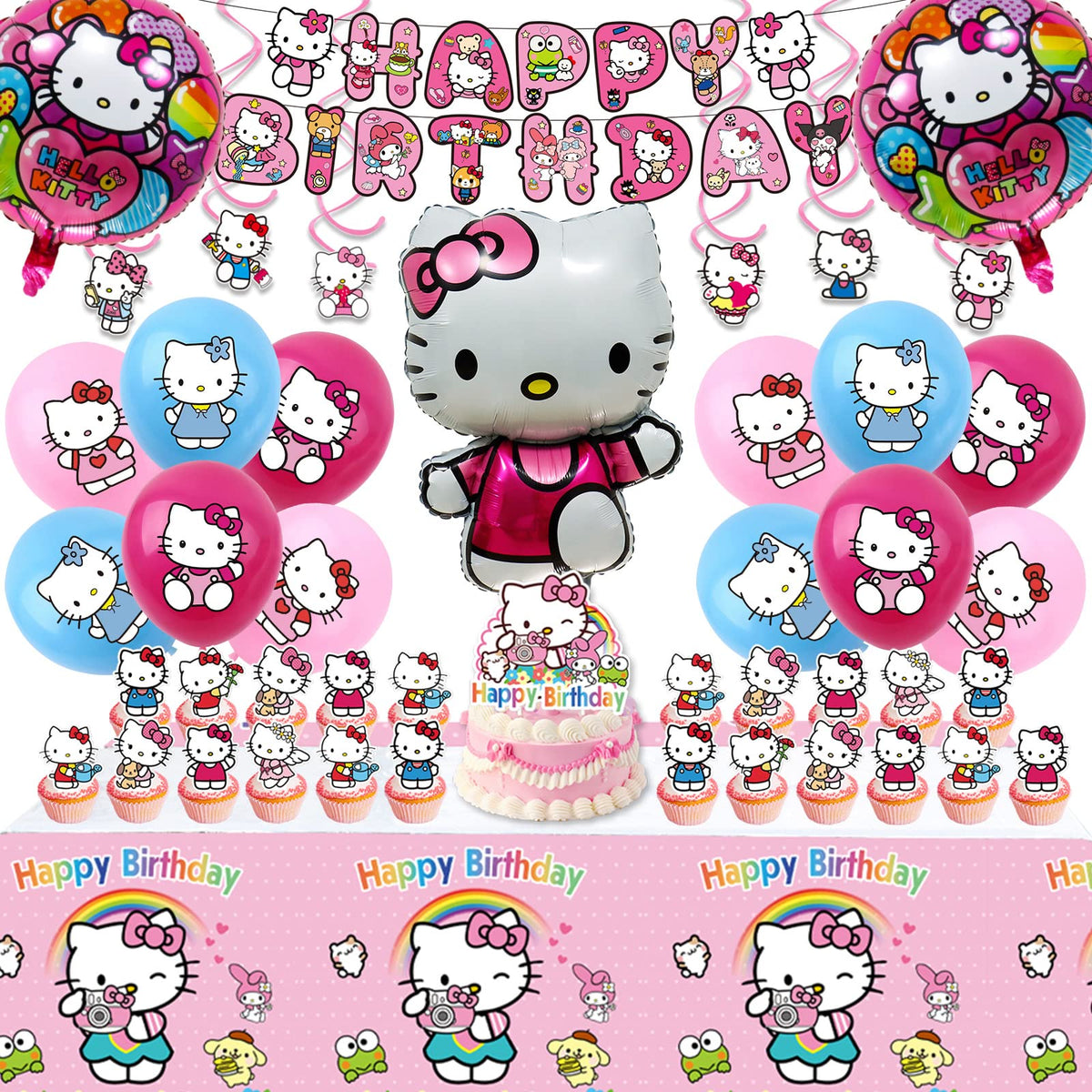 JTZHJIA Kitty Party banner adds cute, reusable decor for a festive birthday ambiance.