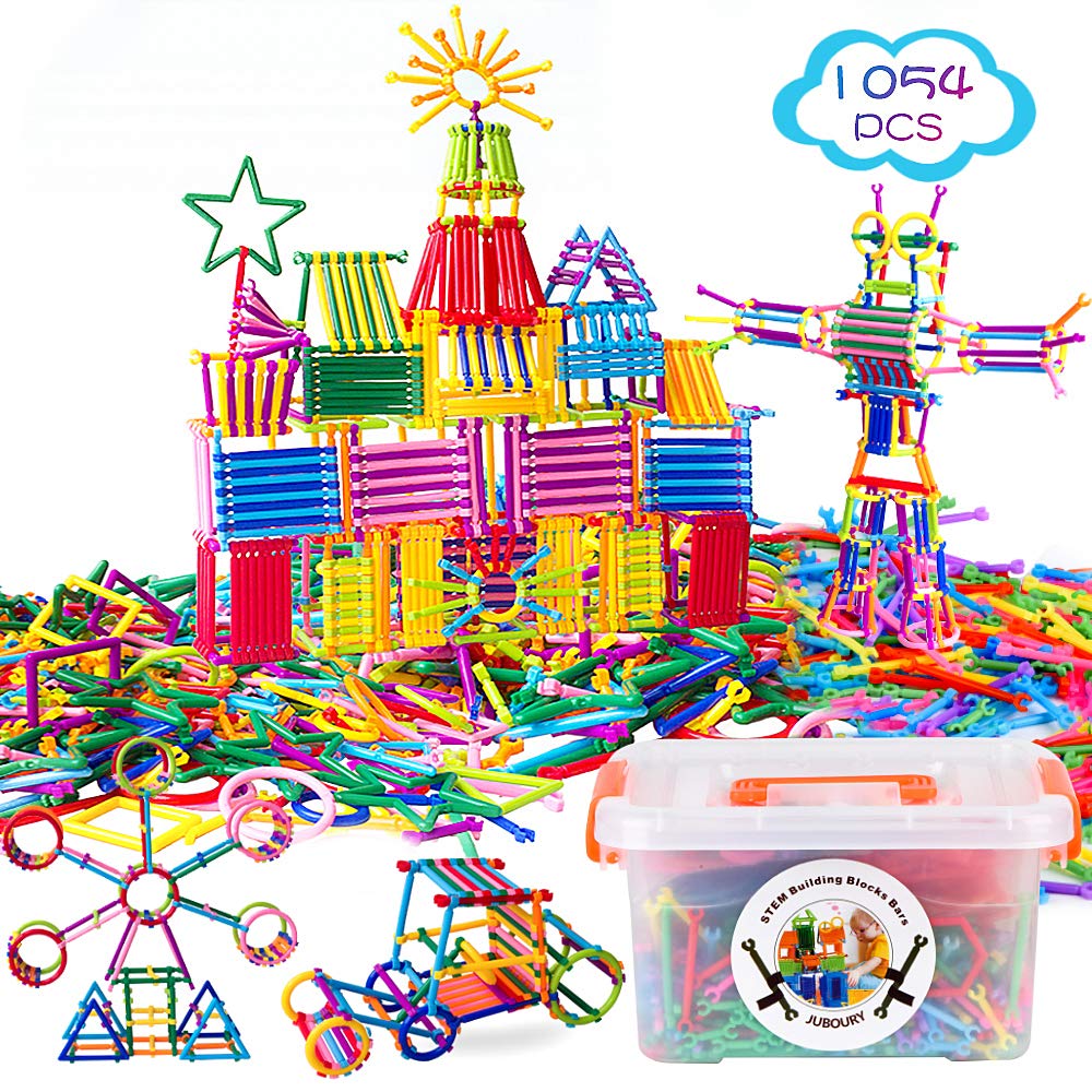 Juboury 1054-piece kit for creative play and STEM exploration.