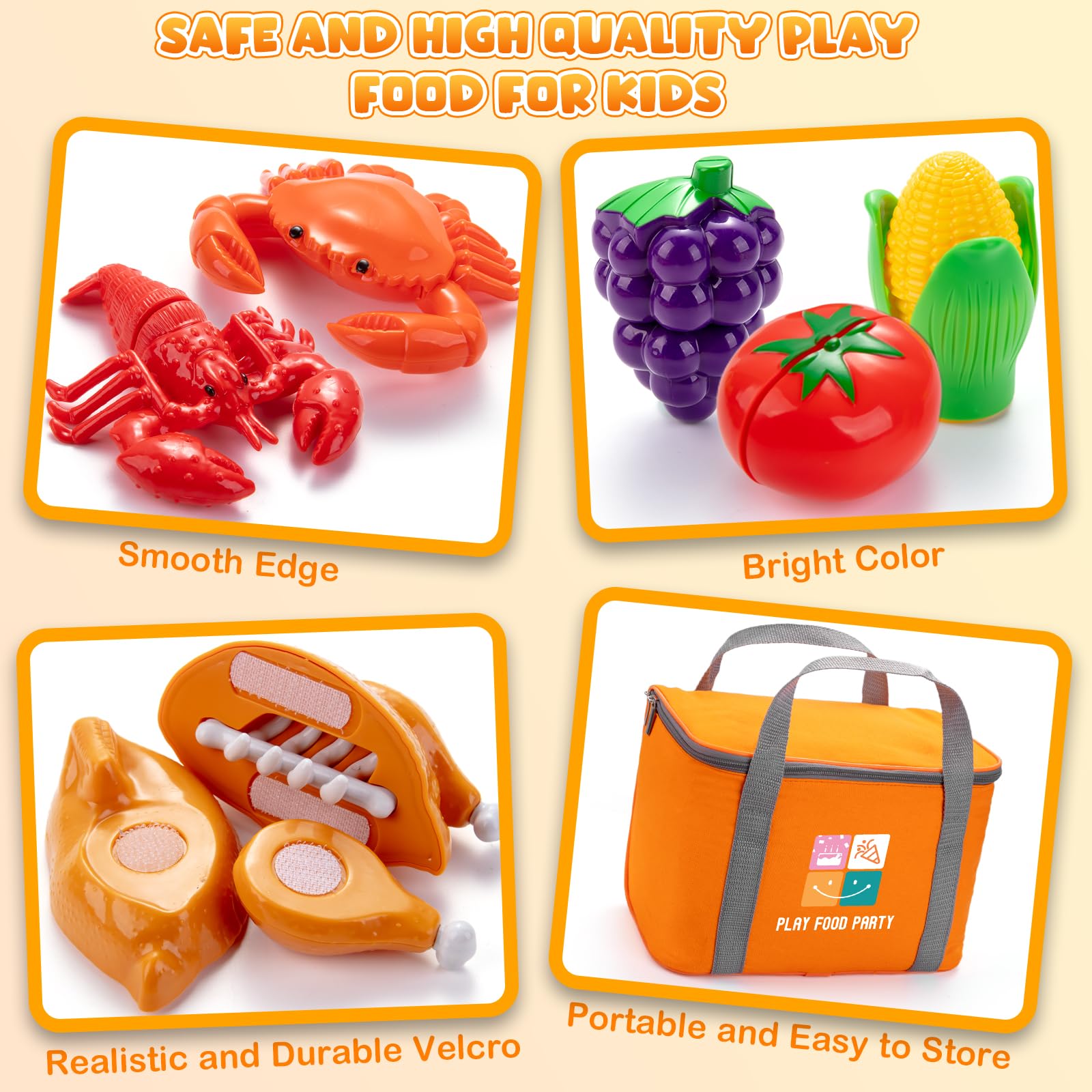 Juboury fruits and desserts set to explore textures during playtime.