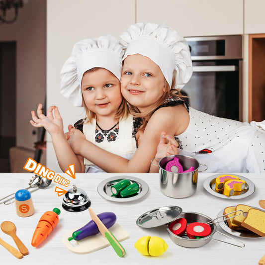 Juboury pretend play kitchen bell with tinkling sound enhances interactive cooking