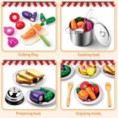 Juboury pretend play kitchen plates and utensils for complete setup