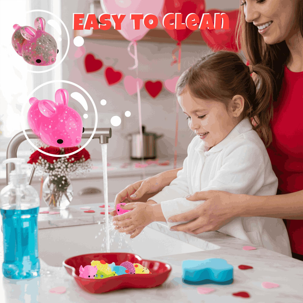 Juchuar bunny mochi squishy makes valentines exchanges joyful and interactive