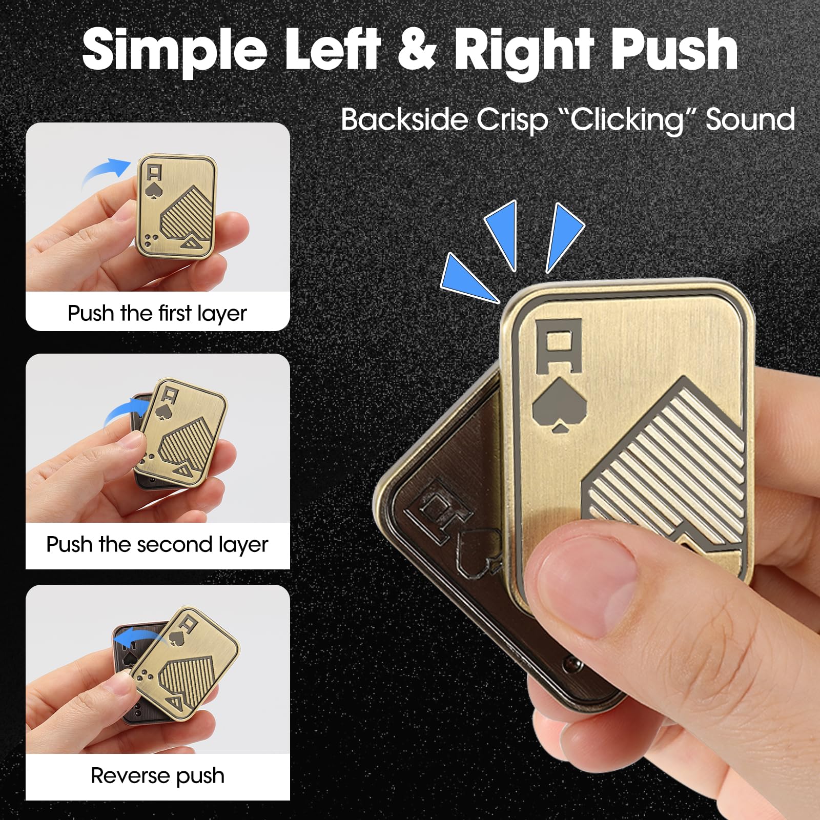 JUDIXY Fidget Slider Gold A magnetic push action with one-way motion.