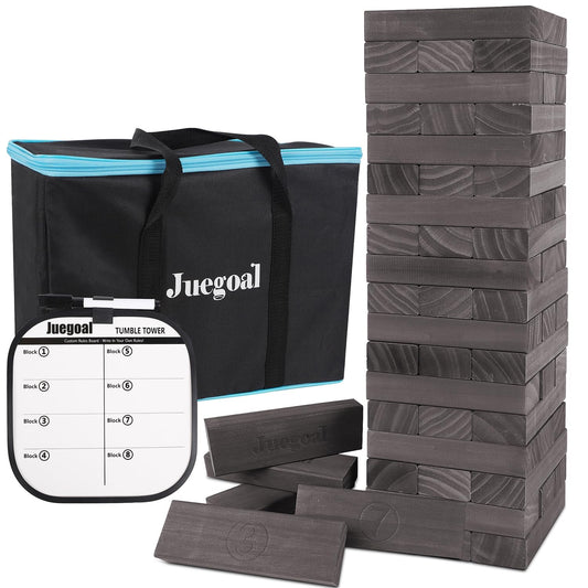 Juegoal giant tumble tower 54-piece setup ready for family backyard fun