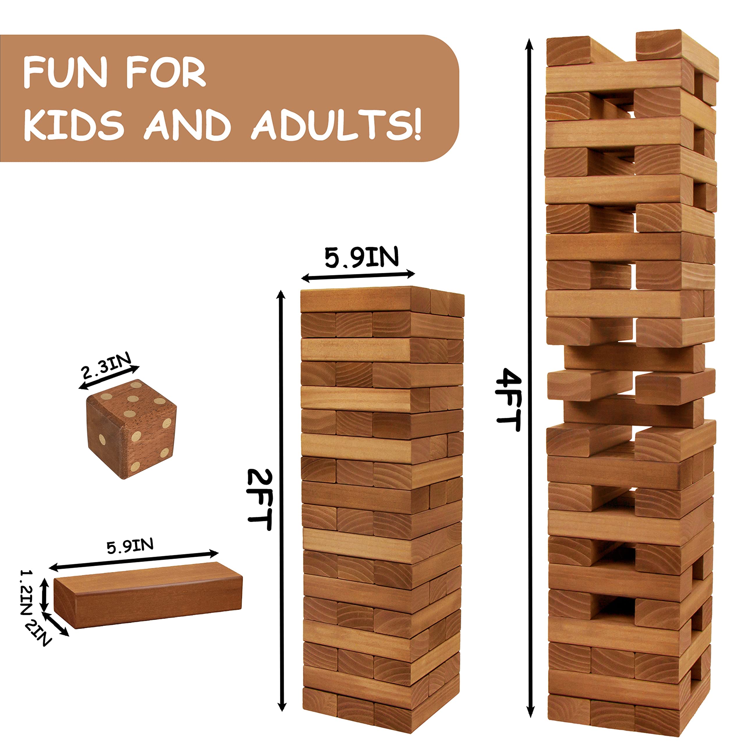 Juegoal giant tumble tower blocks closeup showing smooth edges for safe play.