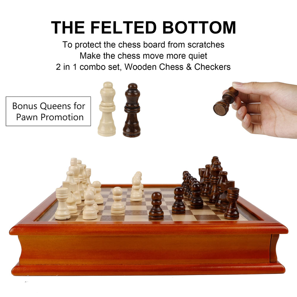 Juegoal handcrafted pine chess pieces with a smooth finish for a premium feel.
