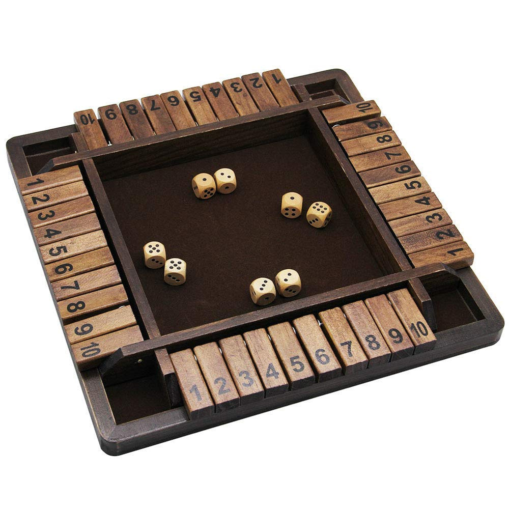 Juegoal wooden four-player shut the box board for family game night