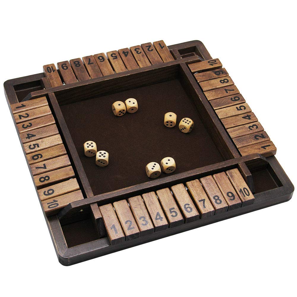 Juegoal wooden four-player shut the box board for family game night