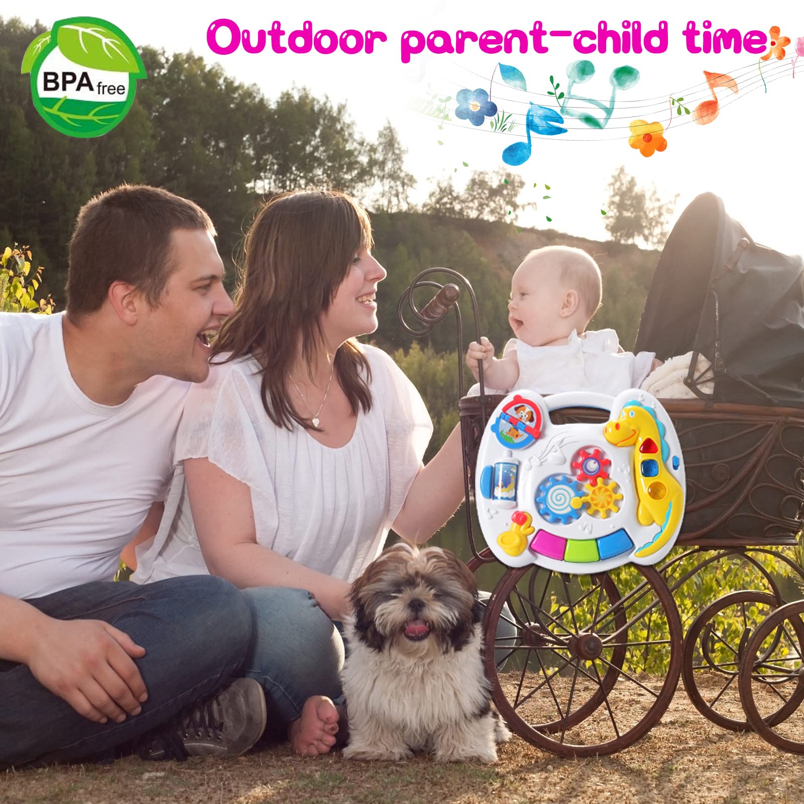 JUEJIAZKIY standing activity table supports independent play as children grow.
