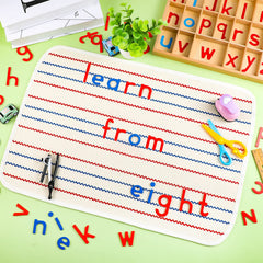 Compact wooden alphabet tray helps kids sort and classify letters