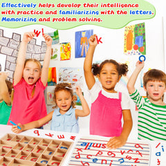 Alphabet letters set with compartments supports word-building play