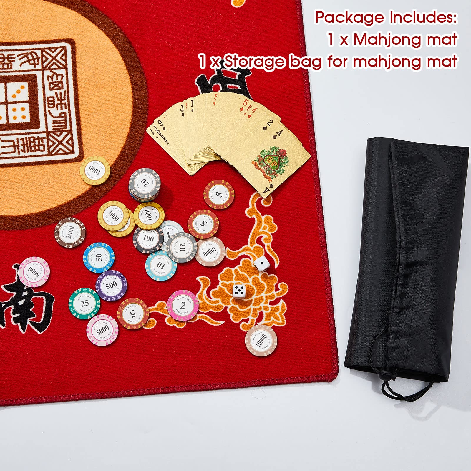 Juexica Mahjong Mat anti-slip top to keep tiles in place.