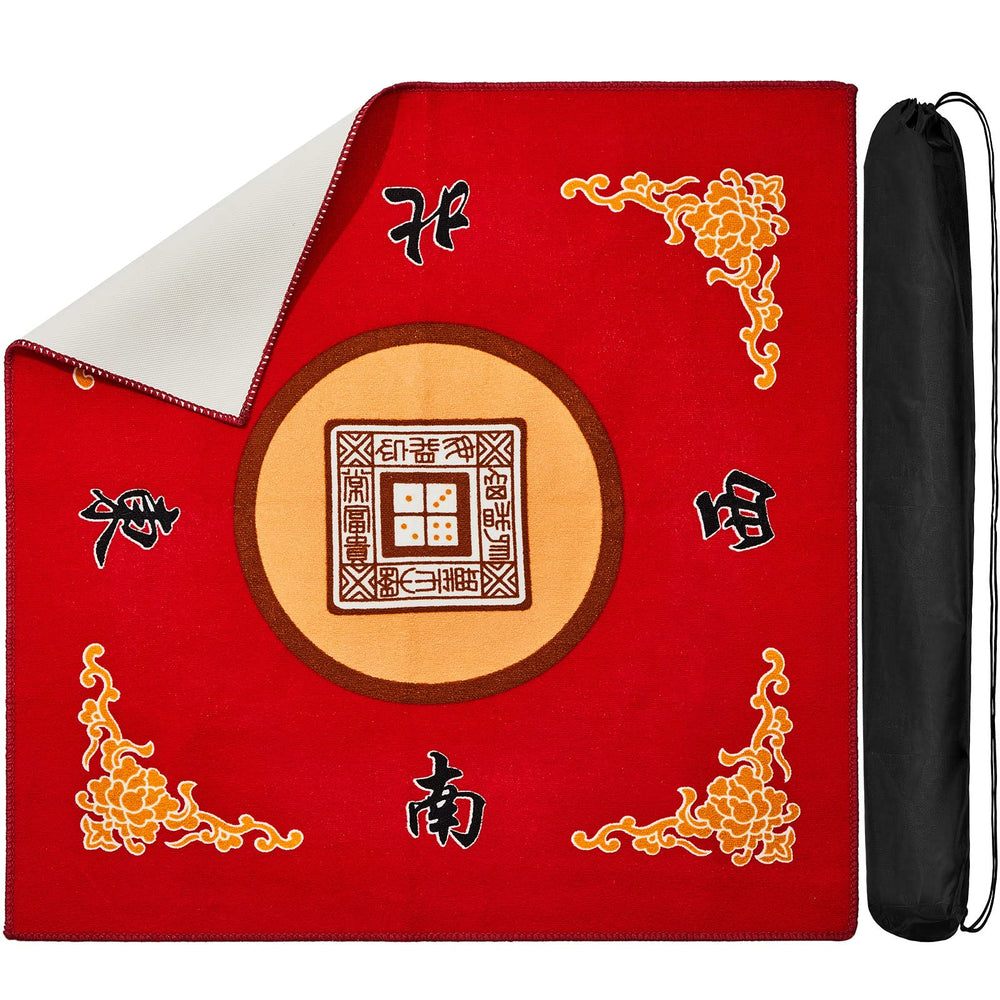 Juexica Mahjong Mat red 315-inch square provides stable play surface.