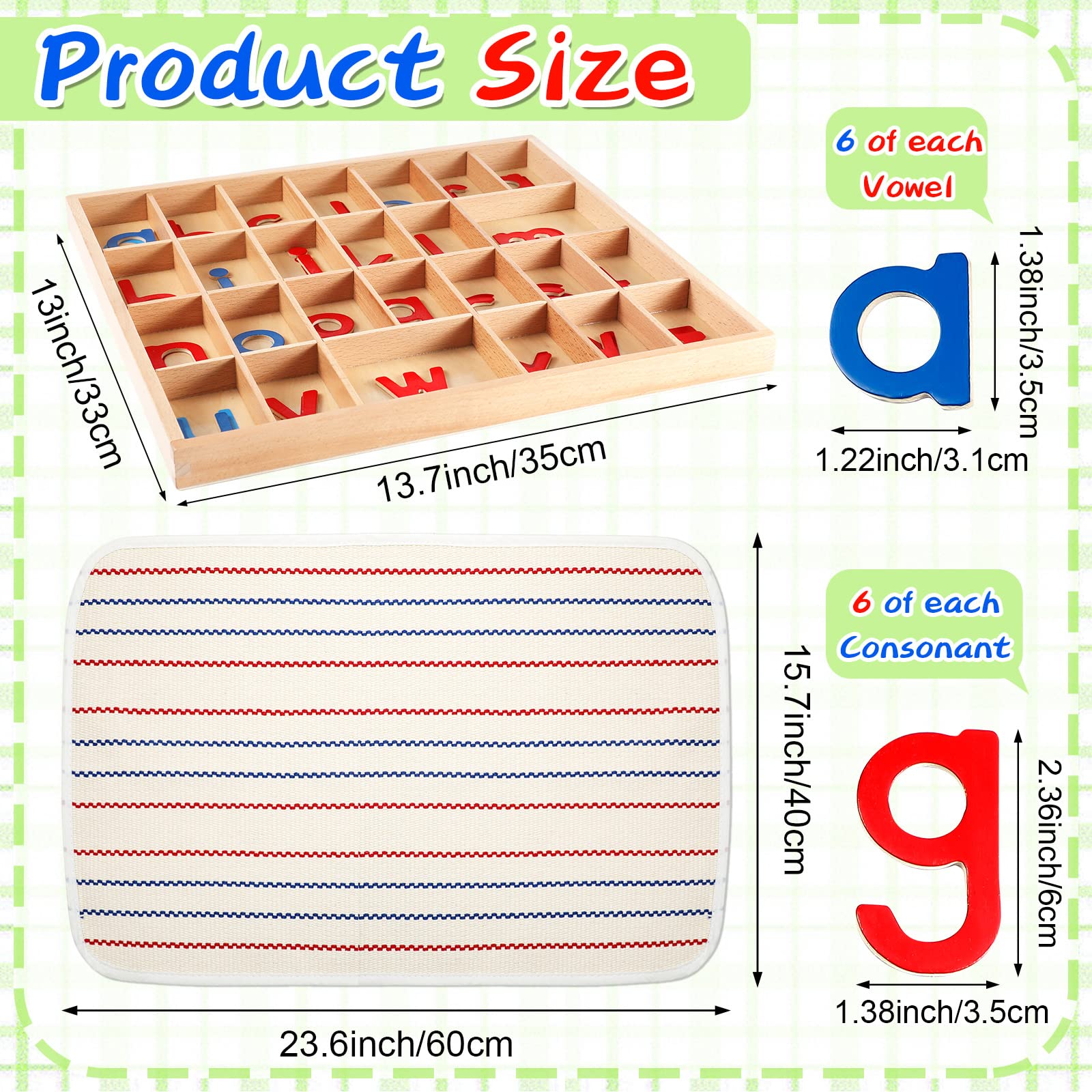Juexica Montessori letters mat for interactive spelling practice