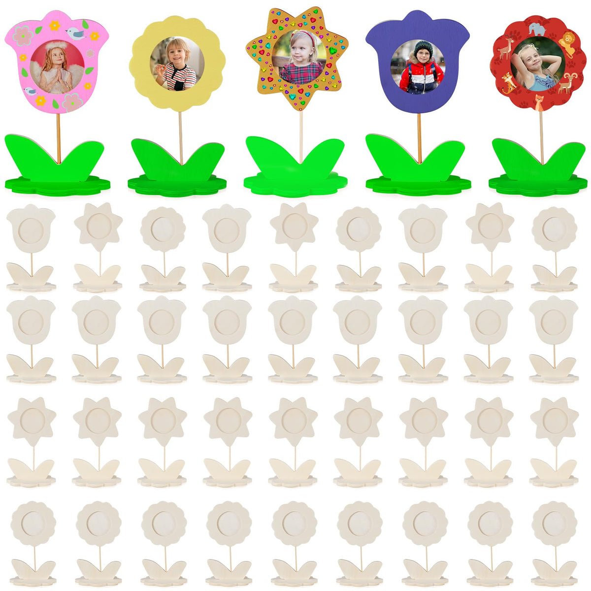Juexica wood flower frame ready for DIY art projects and personalization