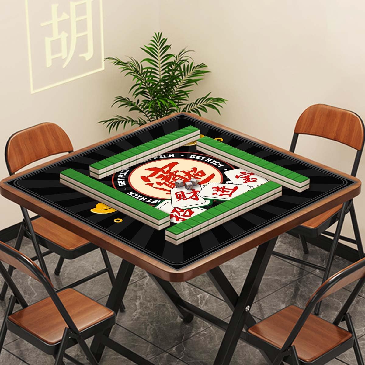 JUFORHQC Mahjong Mat easy-clean surface wipes clean after games.