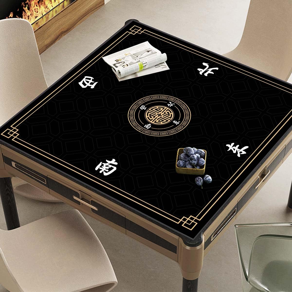 JUFORHQC Mahjong mat close-up reveals soft polyester fabric and durable weave
