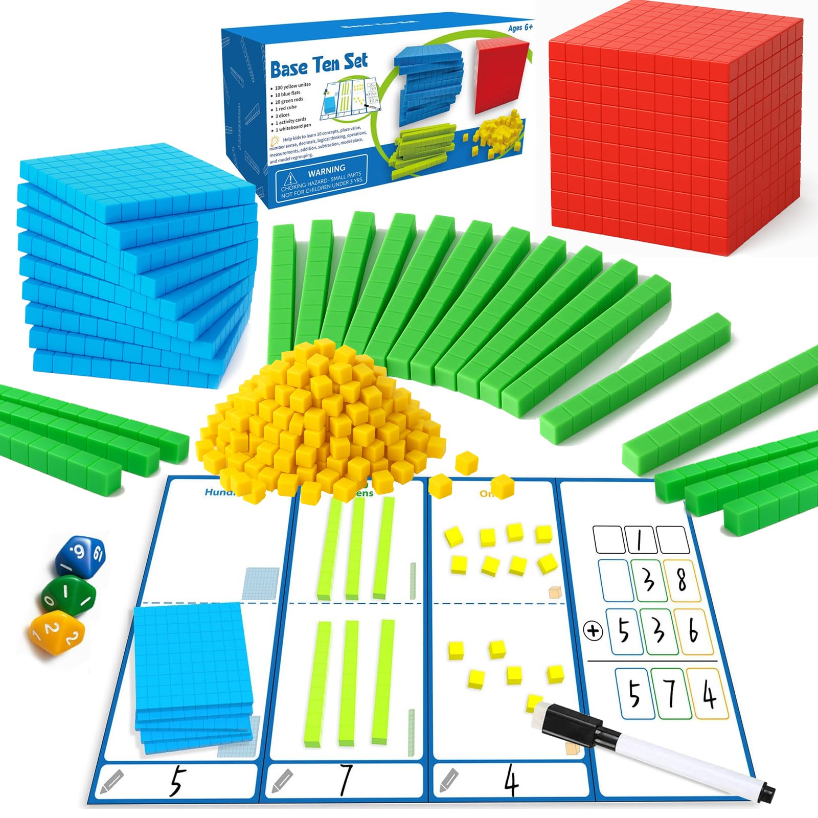 JUGGPENG base-ten blocks cubes visualize number sense for hands-on learning.
