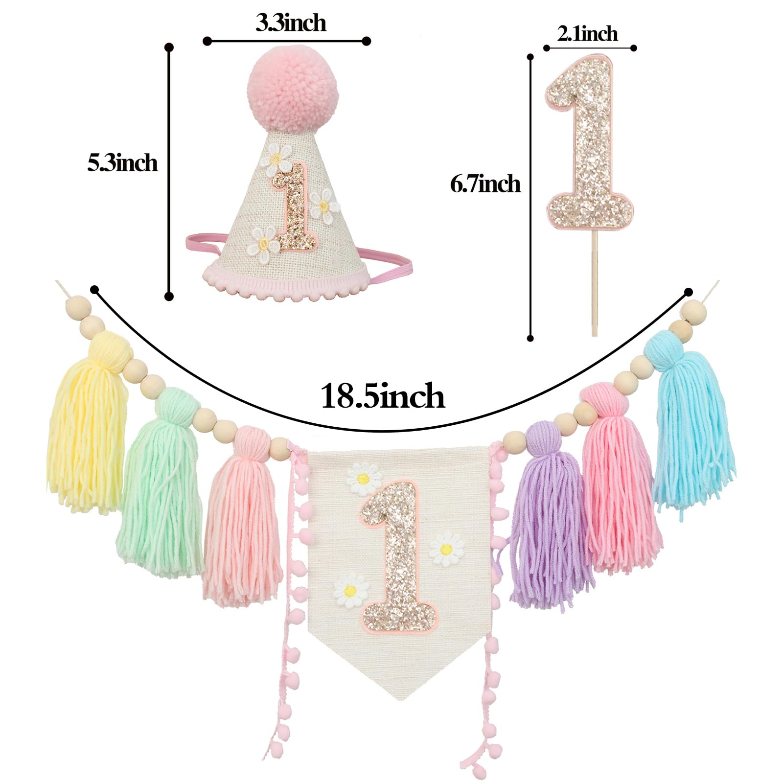 JUIIZAY birthday crown hat with daisies adds adorable centerpiece.