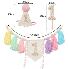 JUIIZAY birthday crown hat with daisies adds adorable centerpiece.