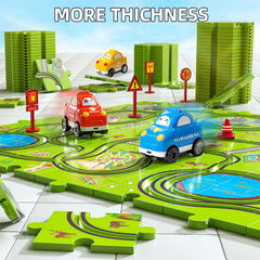JUKUDAHU 64-piece track puzzle with varied segments for assembly