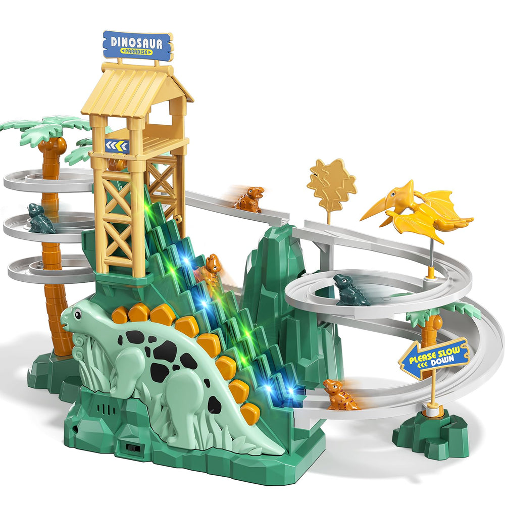 JUKUDAHU dinosaur climbing slide set promotes imaginative play and motor skill development.