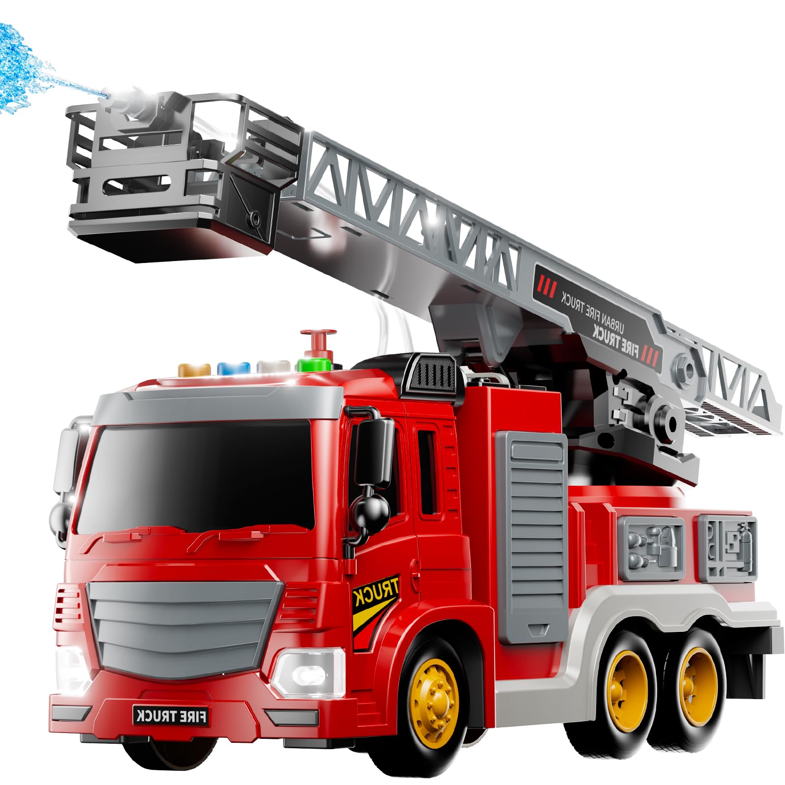 JUKUDAHU fire truck with rotating ladder enhances imaginative play and fine motor skills.