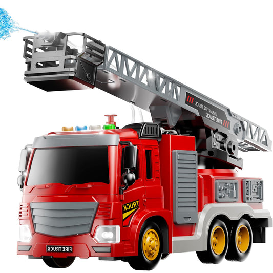 JUKUDAHU fire truck with rotating ladder enhances imaginative play and fine motor skills.