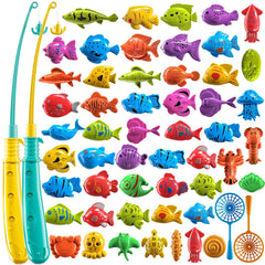 JUKUDAHU magnet fishing game with 51 colorful magnet fish promotes hand-eye coordination.