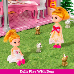 JUKUDAHU Pink Villa Playset bedroom scene highlighting cozy sleep and dressing up