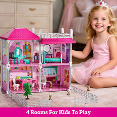 JUKUDAHU Pink Villa Playset dogs accessories add pet-themed storytelling fun