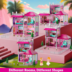 JUKUDAHU Pink Villa Playset kitchen and dining area for everyday pretend meals