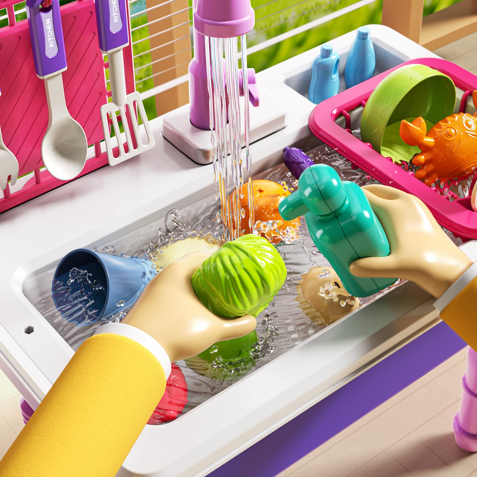 JUKUDAHU Play Sink faucet rotates 135 degrees for realistic water flow