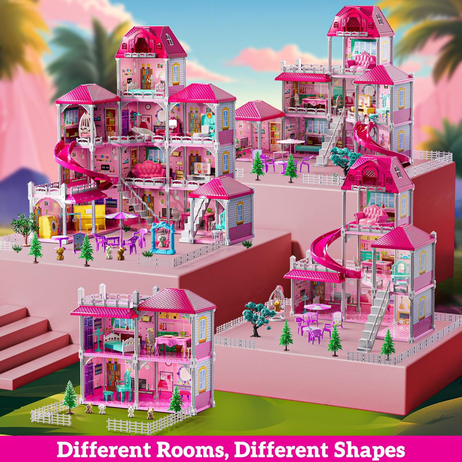 JUKUDAHU villa playset furniture 33 pieces for creative scenes