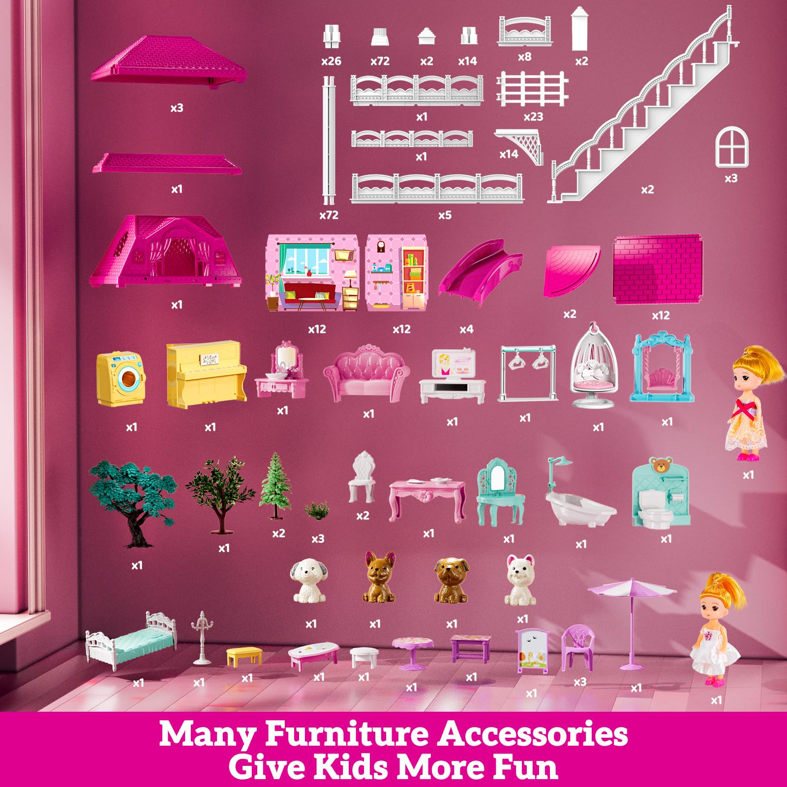 JUKUDAHU villa playset living area and piano for creative moments