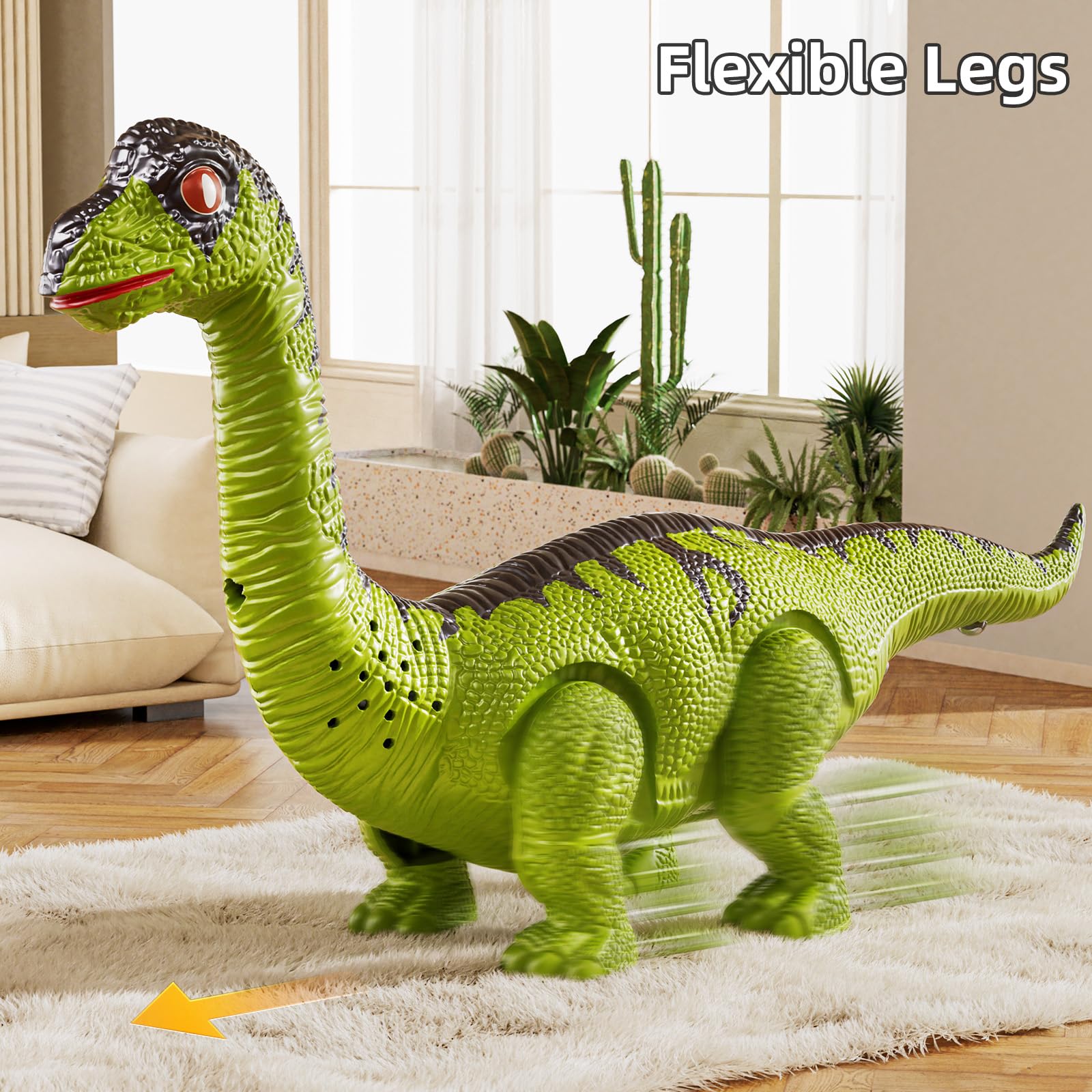 JUKUDAHU Brachiosaurus with colorful lights sparks indoor exploration.