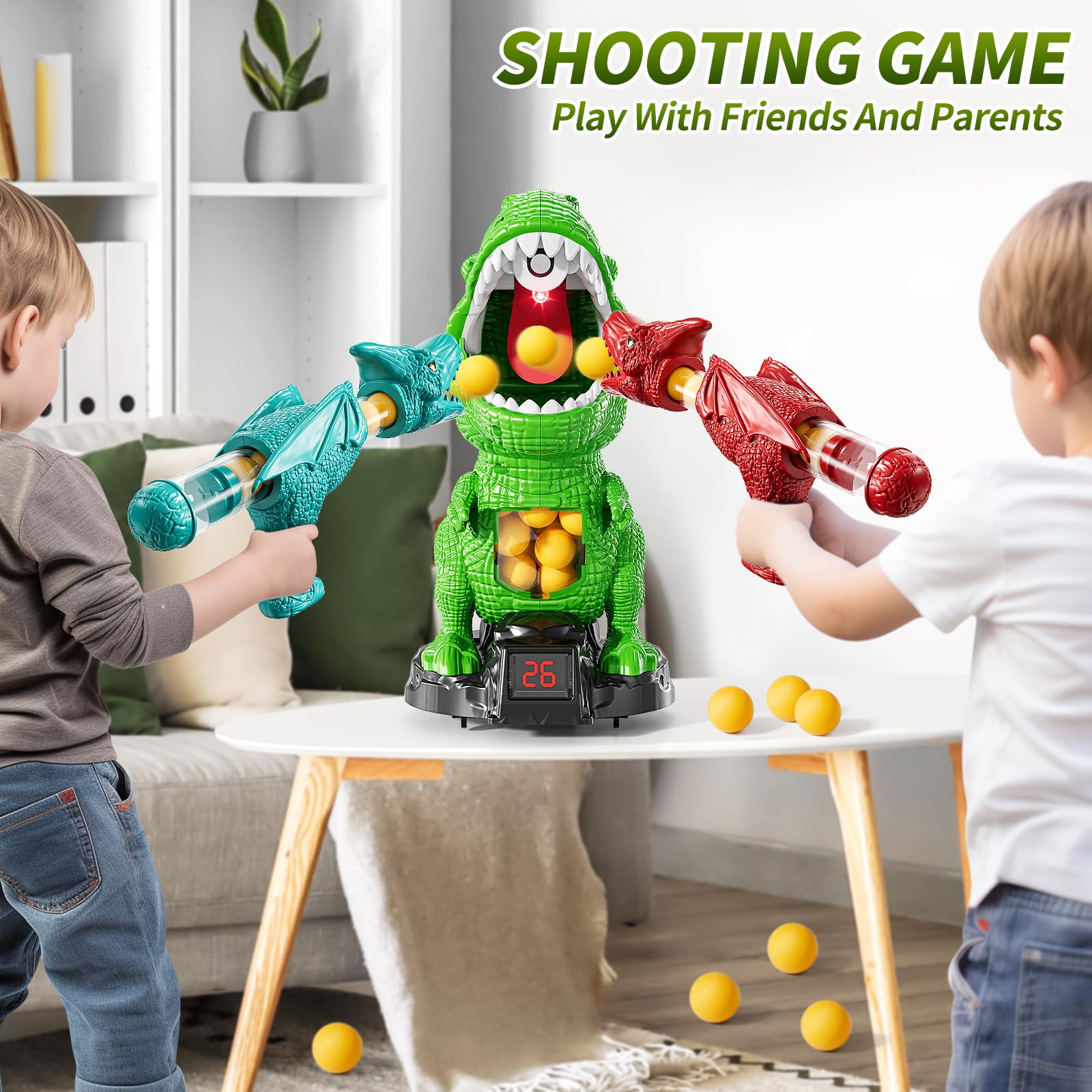 JUKUDAHU Dinosaur shooting toy quick setup for easy playtime.