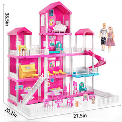 JUKUDAHU Pink Villa Playset flexible layouts for customizable rooms