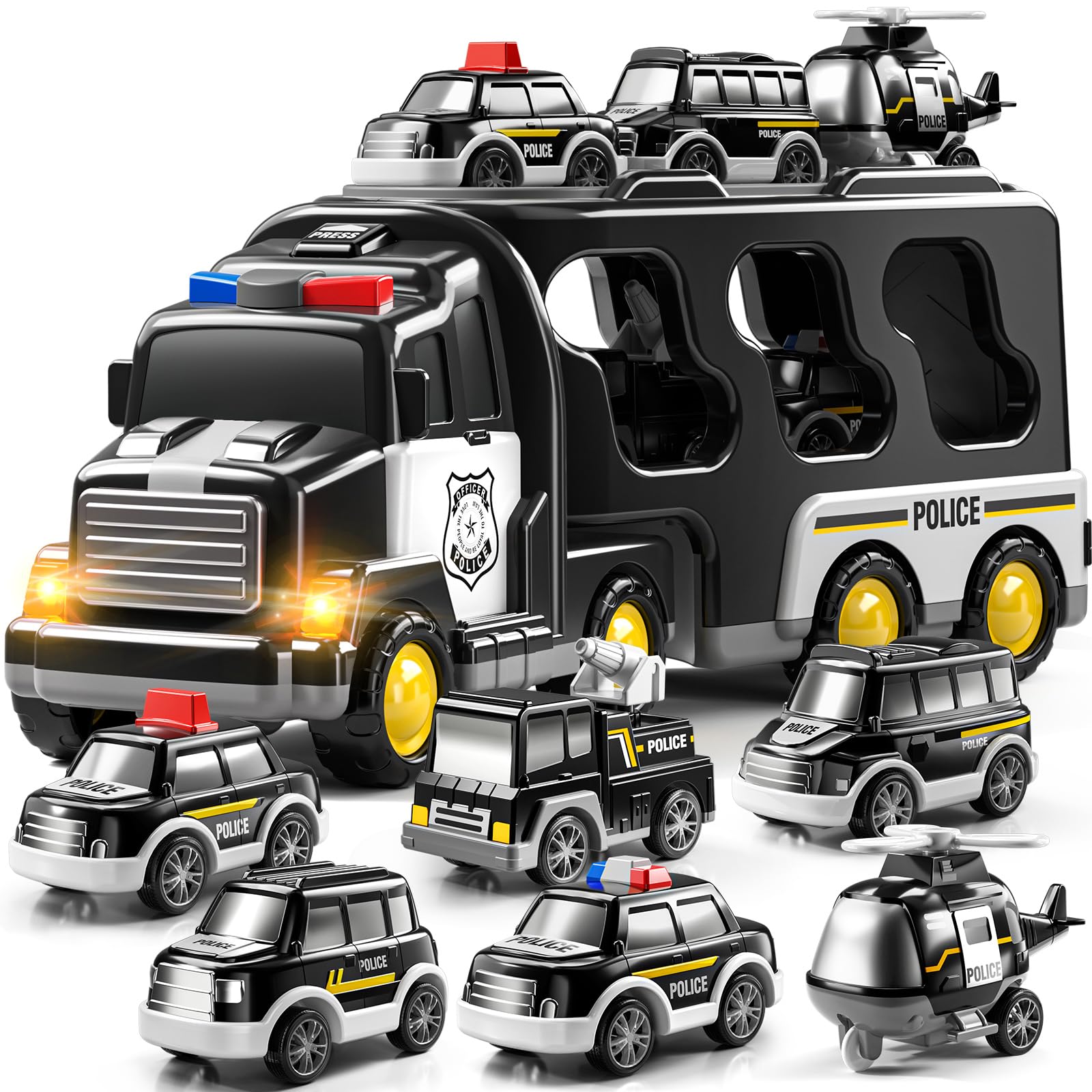 JUKUDAHU police truck carrier for imaginative play and motor skill growth.