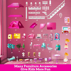 JUKUDAHU Villa Playset includes two dolls for interactive play