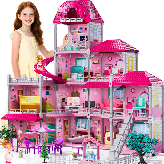JUKUDAHU Villa Playset four-storey dollhouse invites imaginative storytelling and role-play