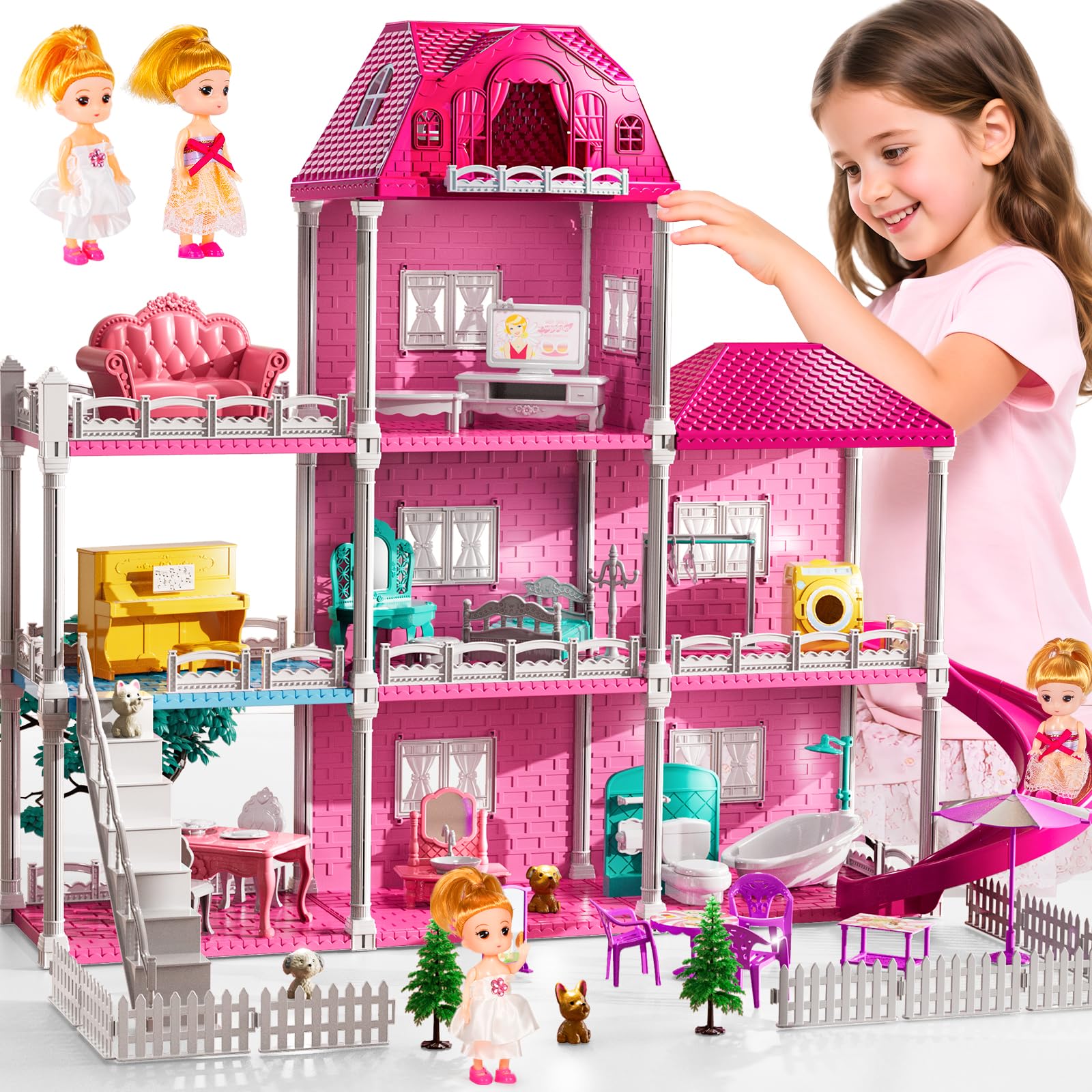JUKUDAHU Villa Playset front view highlights imaginative play and room organization.