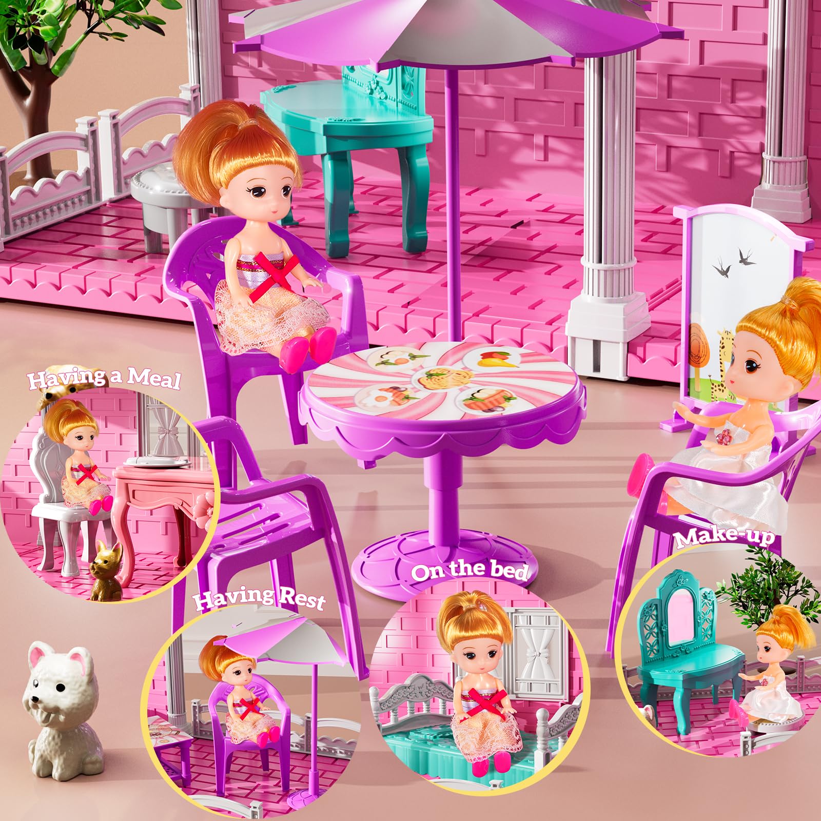 JUKUDAHU Villa Playset table and chairs provide versatile furniture for stories