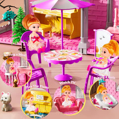 JUKUDAHU Villa Playset three-storey dollhouse interior design supports storytelling.