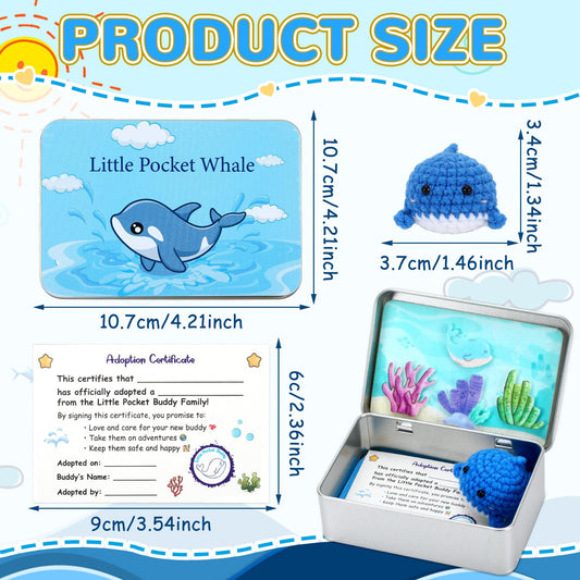 JULEASEL blue whale figure inside the tin, a soothing accent for home or office shelves.