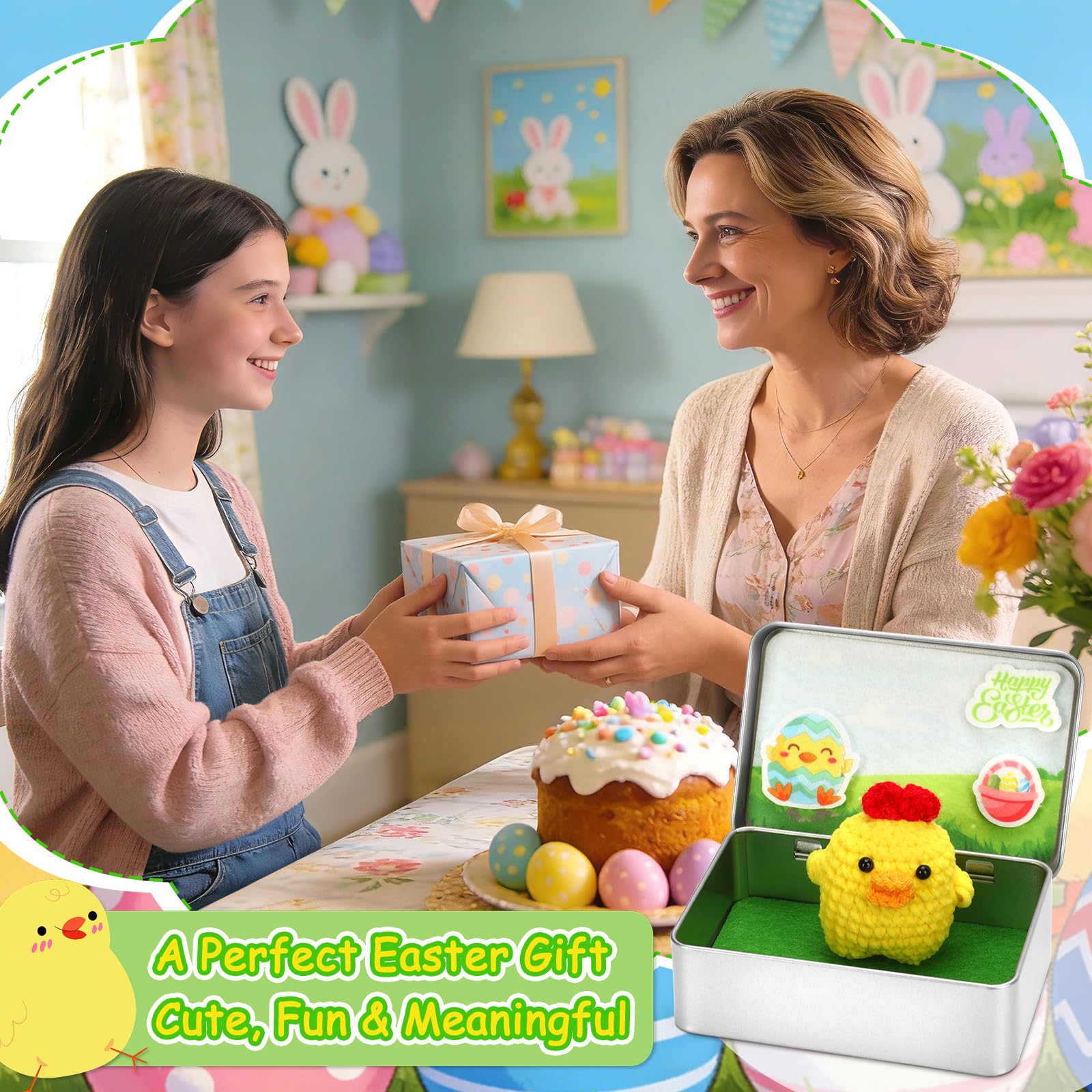 JULEASEL compact Easter scene fits desks, shelves, and gifting