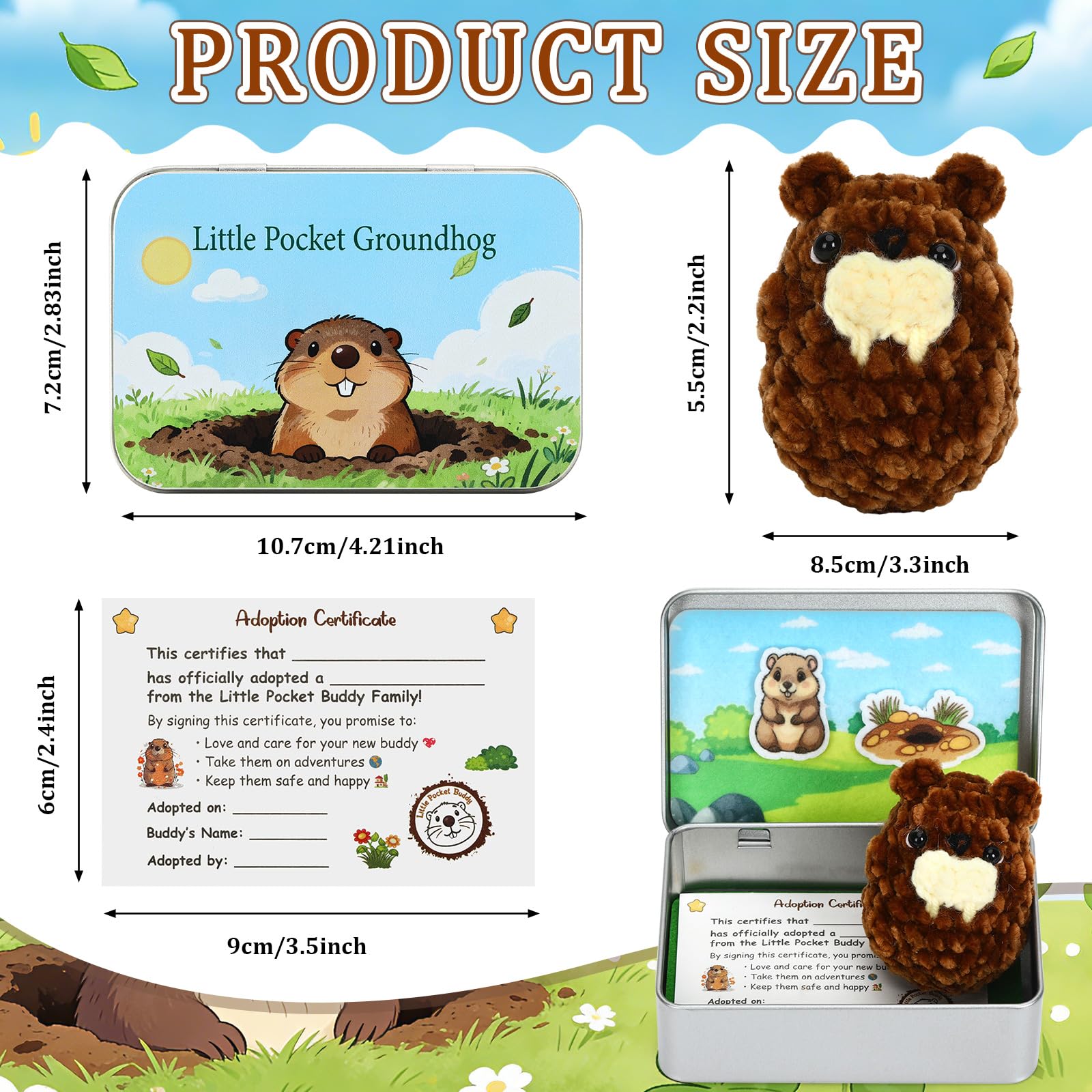 JULEASEL Groundhog Day mini tin scene with forest background for seasonal display